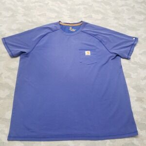 Carhartt Shirt Mens 2XL Blue Relaxed Fit Pockets Short Sleeve Force Workwear